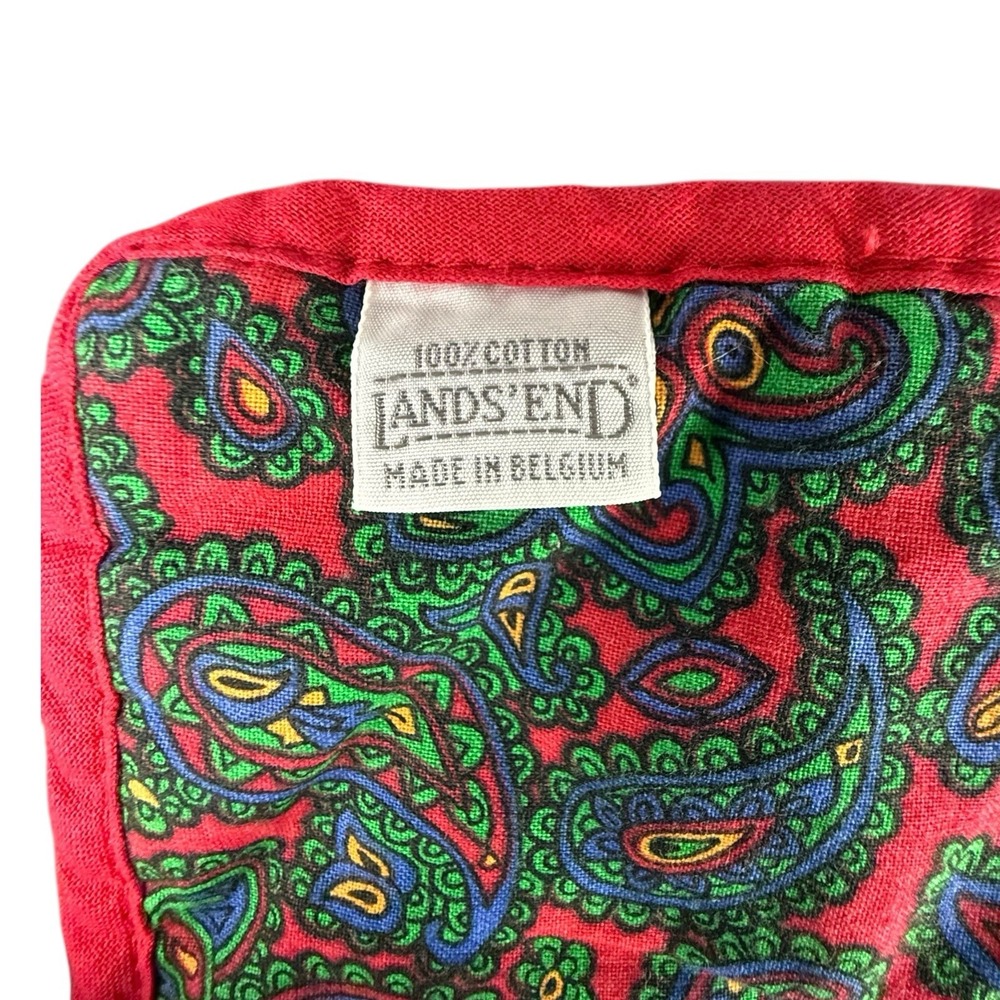 VTG Lands' End Coming Home Red & Green Paisley Placemats & Table Runner 6pc Set - Picture 3 of 15